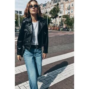 Zara Bloger Favorite Faux Leather Biker Jacket Medium